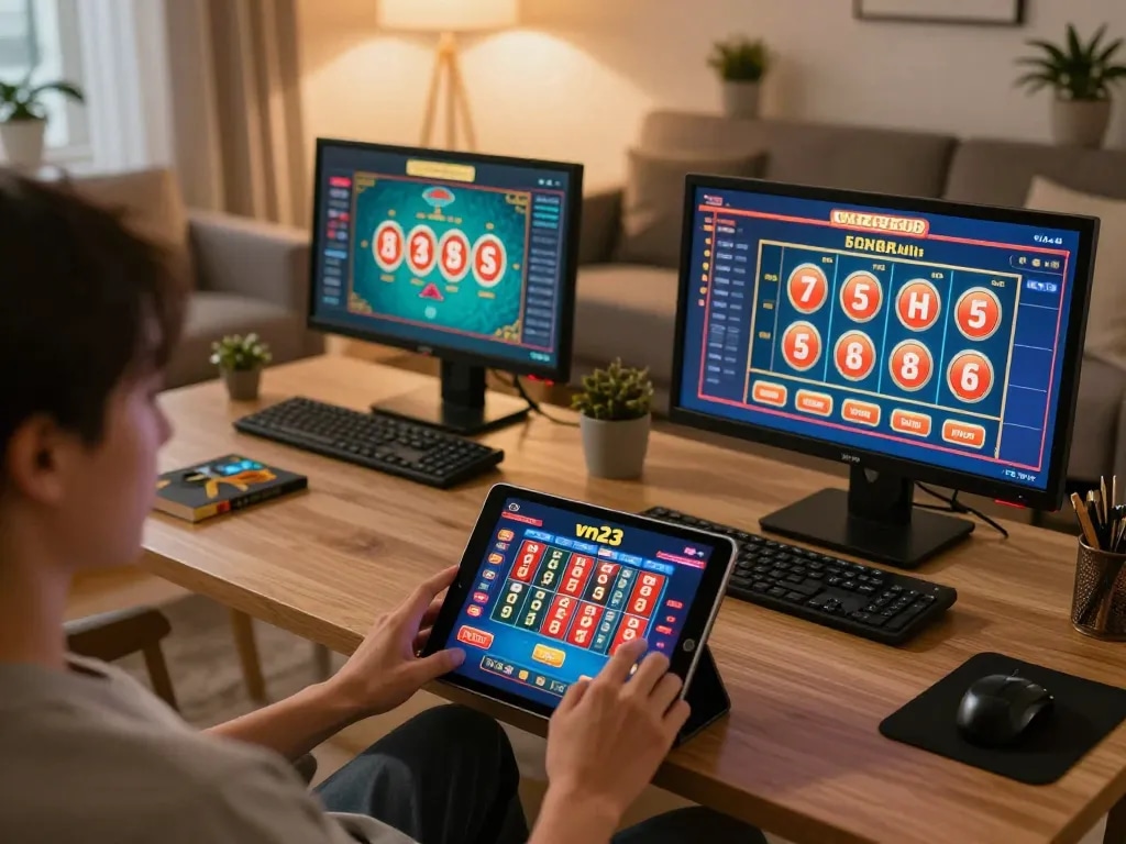 Enjoying online gaming on vn23 platform with tablet at home