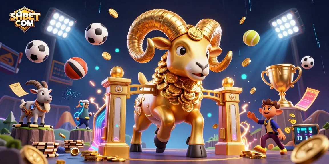 Engage in thrilling games at SHBET COM featured in this dynamic 3D casino illustration.
