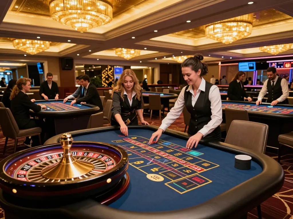 Players placing bets at a lively roulette table in a luxurious casino while enjoying the excitement of w 88.