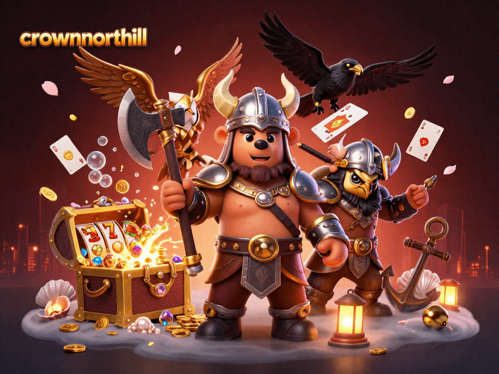 Experience the thrill of crownnorthill's bonus buy slots amid a vibrant 3D casino scene.