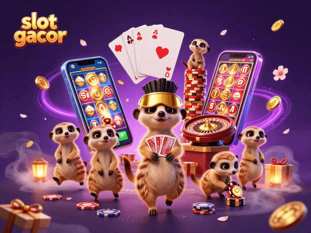 Engage with slot gacor action in this vibrant meerkat casino scene full of winning moments.