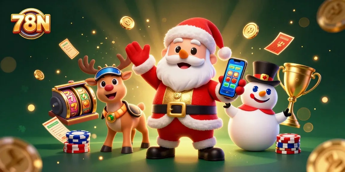 Ganhe grandes prêmios jogando 78N com o Papai Noel em um cassino iluminado.