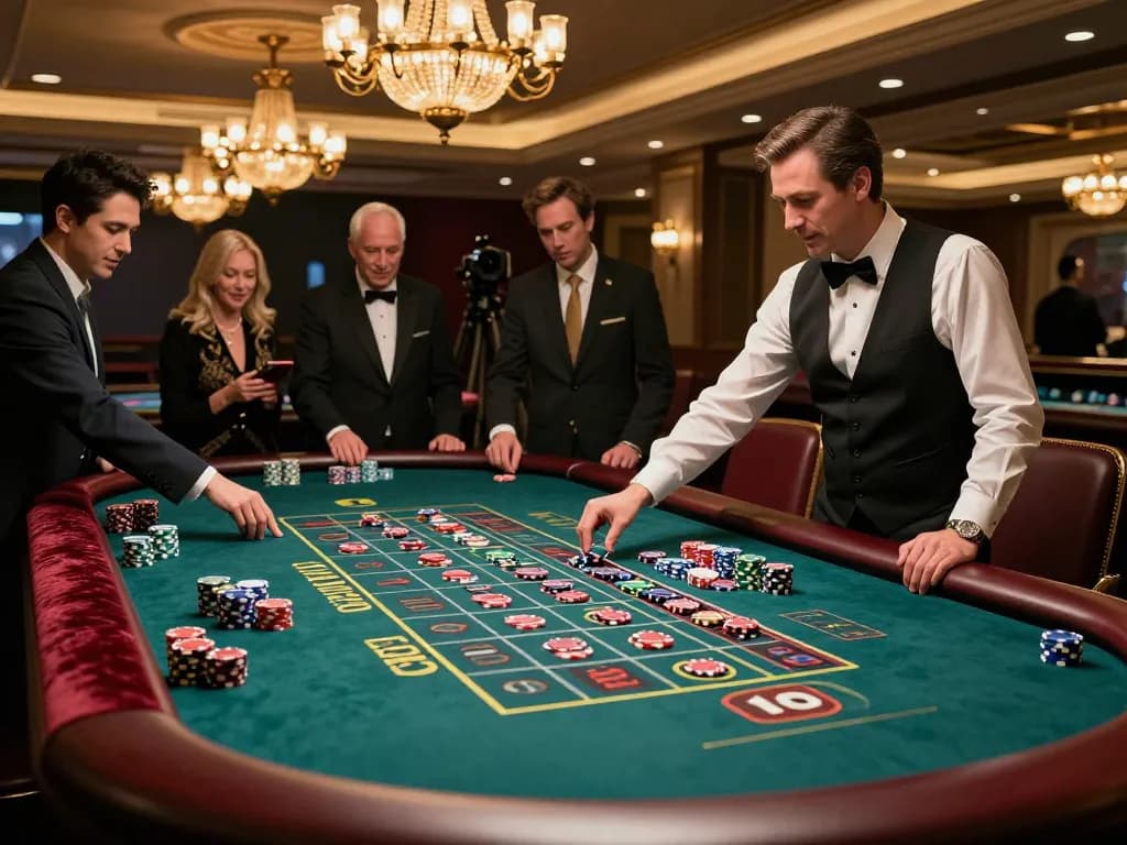 Experience thrilling roulette gameplay at FIVE88 casino with vibrant chips and opulent decor