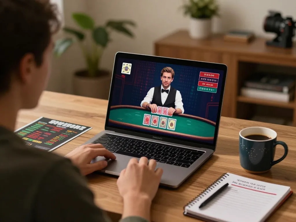 TG88 player focusing on live dealer blackjack game while managing strategies and enjoying the atmosphere.
