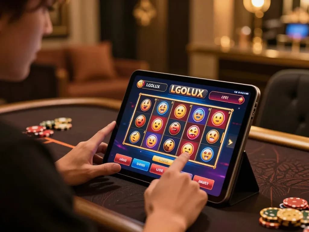 Engaging experience on LGOLUX mobile app, enjoying a live casino game with stylish ambiance