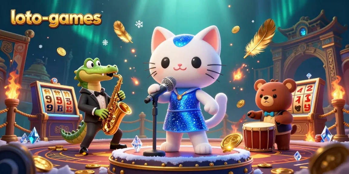 Join the excitement of loto-games with a vibrant jazz performance on a packed casino stage.