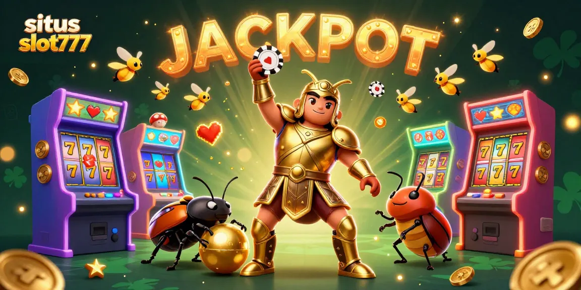 Engage with exciting action on situs slot777 featuring vibrant slot reels and cartoon characters celebrating a jackpot win.