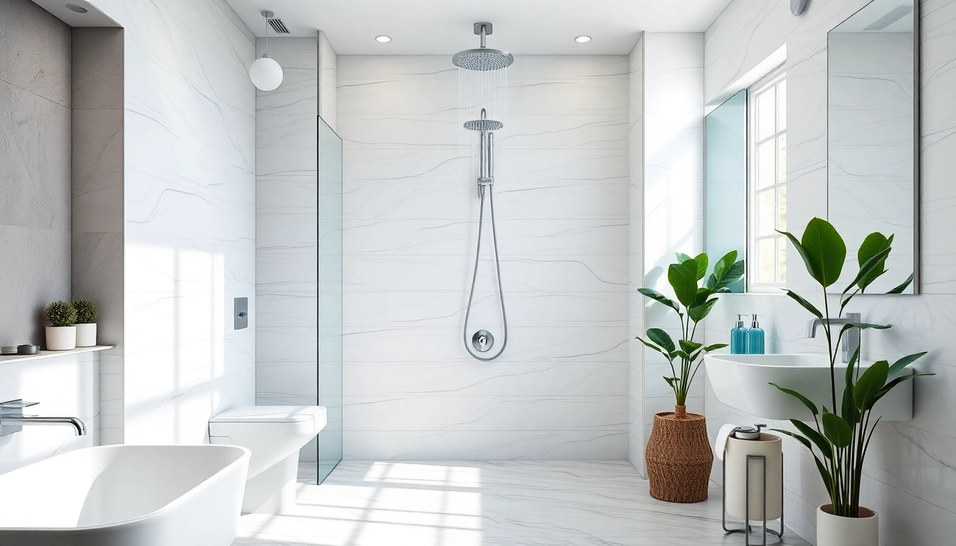 Install an elegant shower uk in a contemporary bathroom with modern finishes and natural lighting.