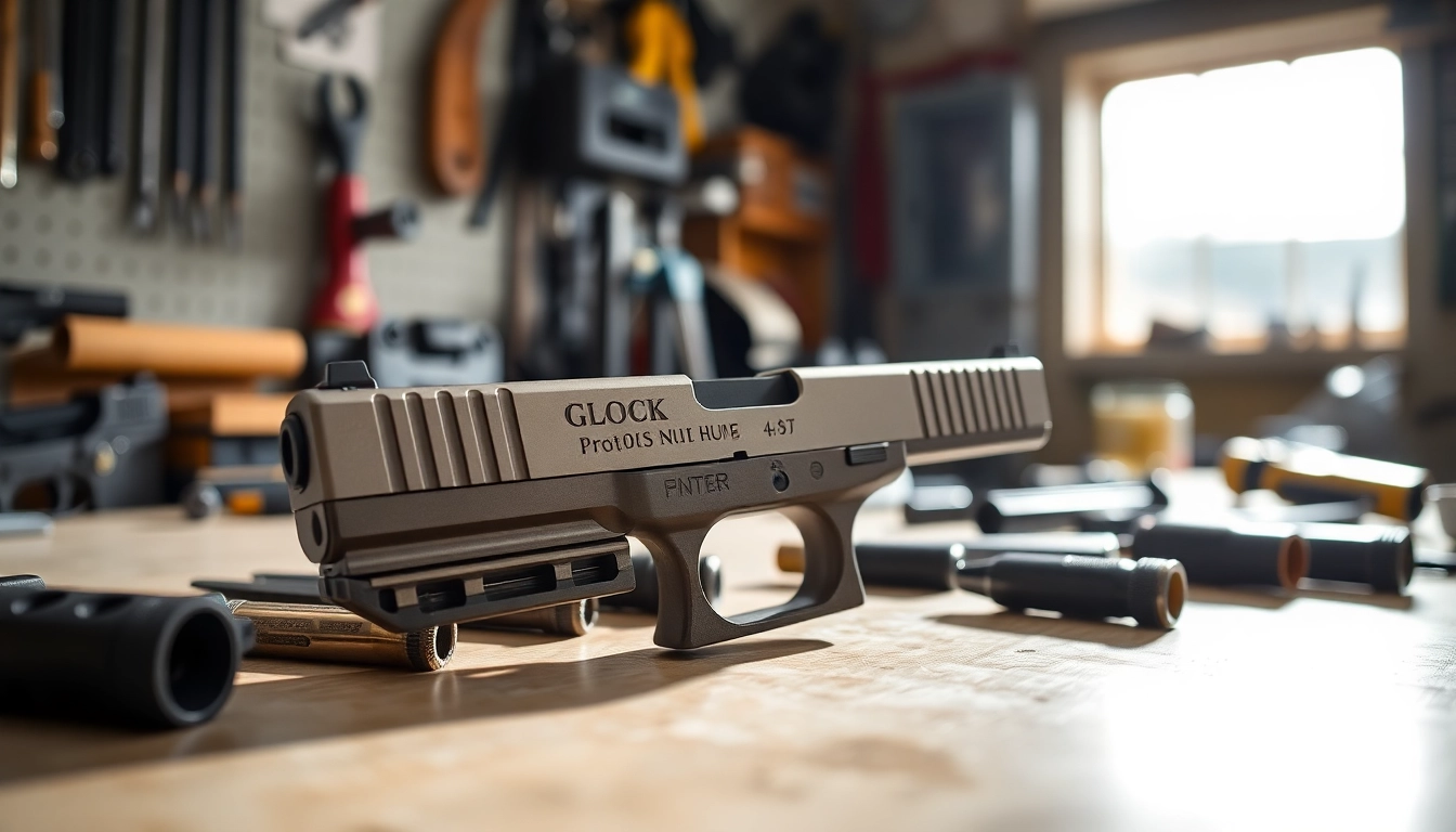 Showcase the Glock 17 slide OEM, highlighting its detailed craftsmanship and precision.