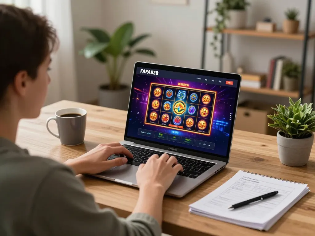 Engaging with FAFA828's online casino platform through a vibrant slot game interface.