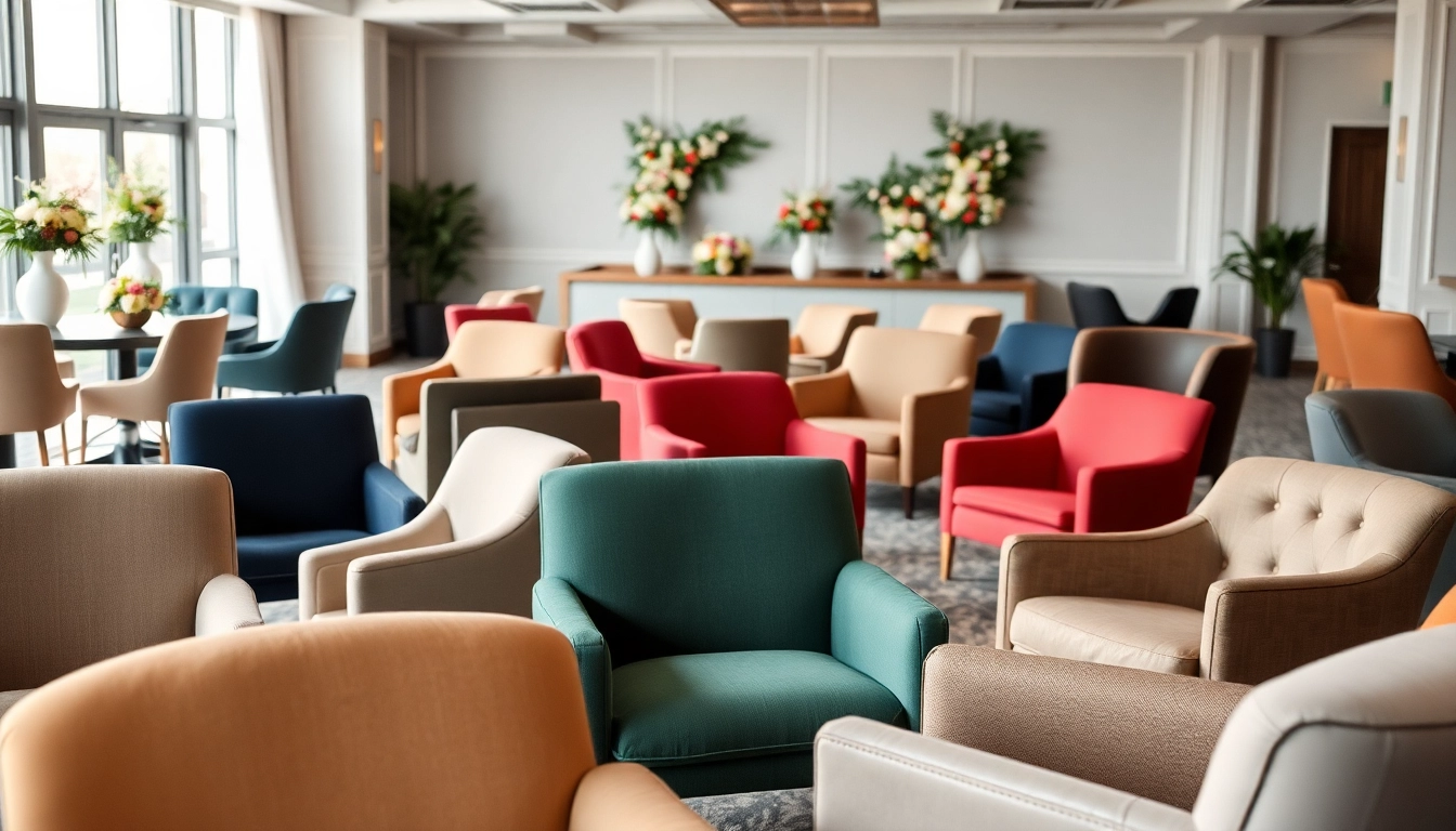 Showcasing stylish chair rentals in a modern event space, highlighting comfort and elegance.