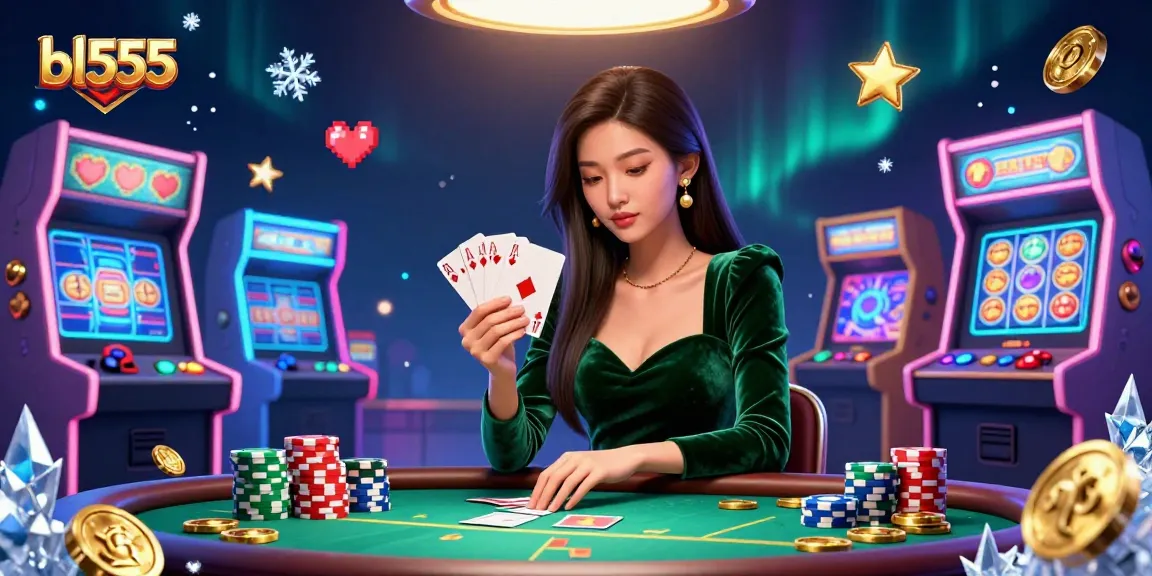 Experience thrilling gaming entertainment at bl555 with stunning poker gameplay surrounded by vibrant arcade elements.