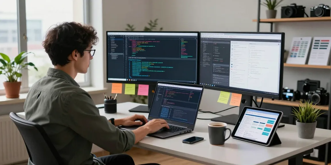 Developer using 纸飞机中文版 in a modern workspace showcasing productivity, coding, and technology.