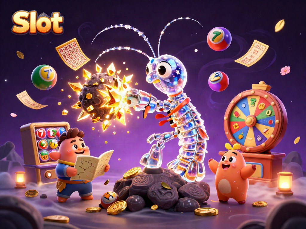 Engage in thrilling Slot gameplay with vibrant prizes and dynamic rewards in this colorful scene.