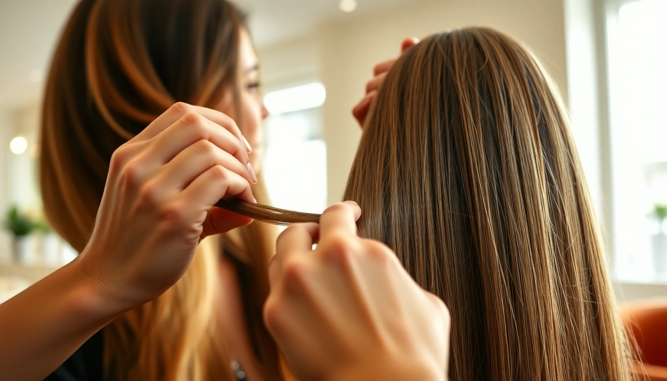 Achieve stunning results with sew in weft hair extensions expertly applied by a stylist.