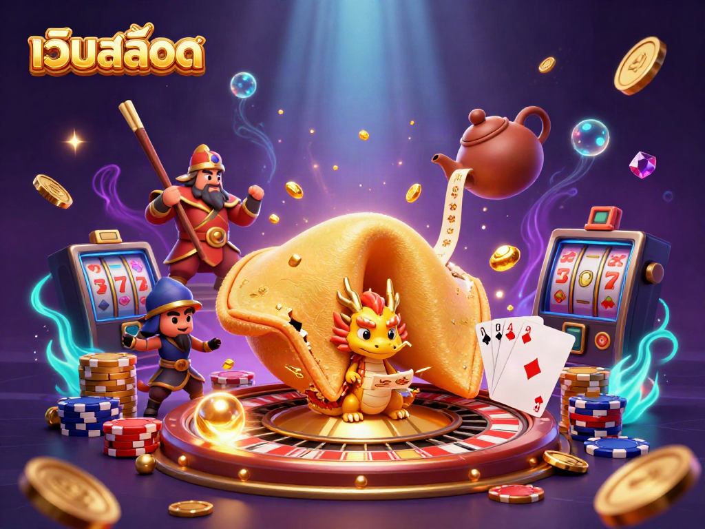 Experience thrilling เว็บสล็อต action with golden coins and dragons in a dynamic casino scene.