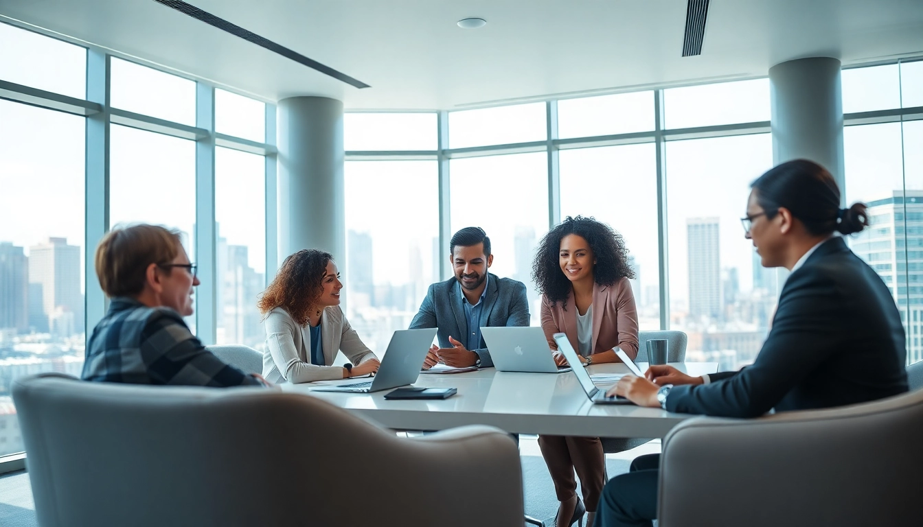 Team collaborating effectively using an enterprise assistant platform in a modern office.