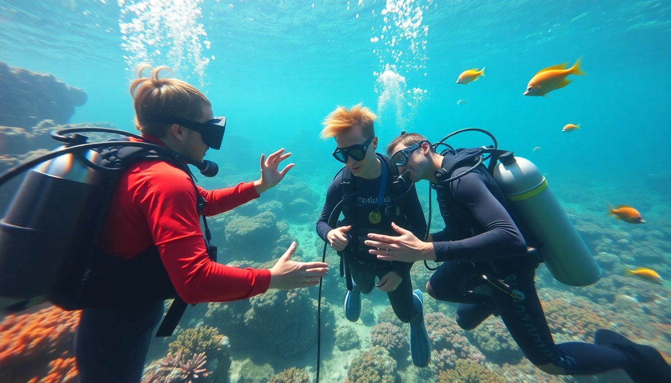 Erleben Sie den SSI Open Water Diver Kurs mit einem Tauchlehrer, der Techniken unter Wasser demonstriert.
