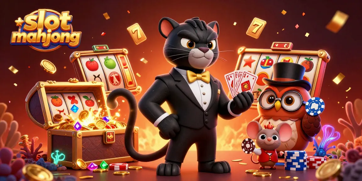 Engaging scene featuring slot mahjong elements with contrasting characters and vibrant casino symbols.