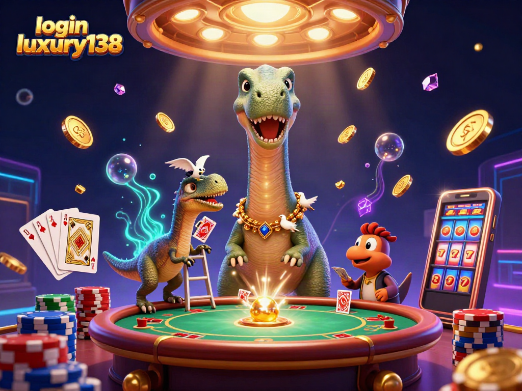 Mengakses login luxury138 sambil membagikan kartu di meja poker bersama karakter 3D unik dan elemen kasino yang memikat.