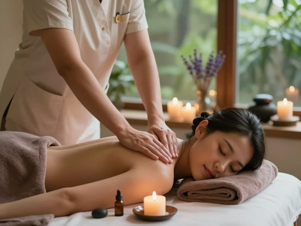 Relaxing 부전동마사지 experience in a tranquil spa setting with a skilled therapist and calming atmosphere.