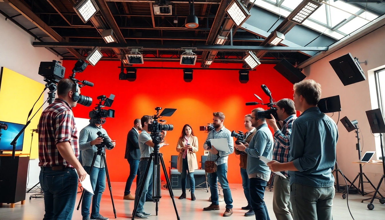 Engaging scene of a video production team demonstrating video production edmonton expertise, showcasing creative collaboration.