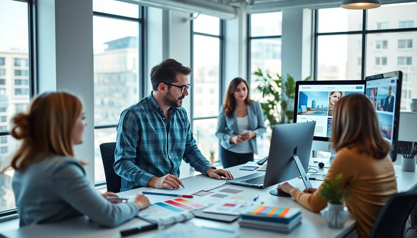 Creating engaging web design edmonton solutions in a vibrant office setting.