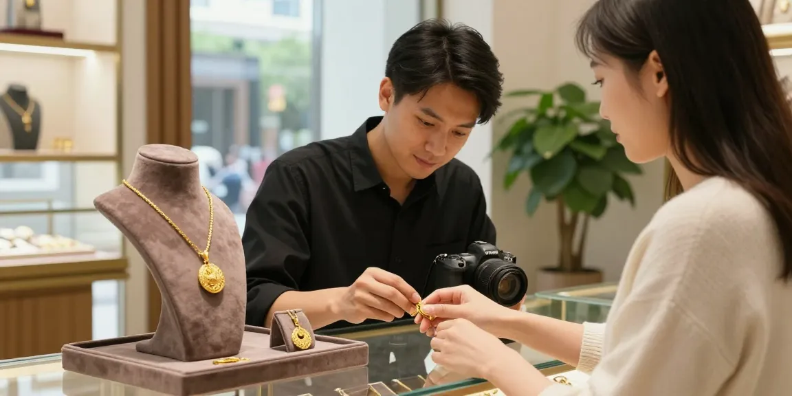 70 gram gold price in india highlighted in an elegant jewelry shop with a jeweler assisting a customer.