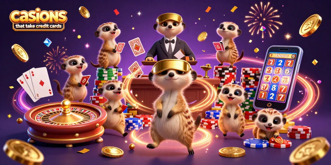 Experience the fun at casinos that take credit cards with lively meerkats running a vibrant casino scene.