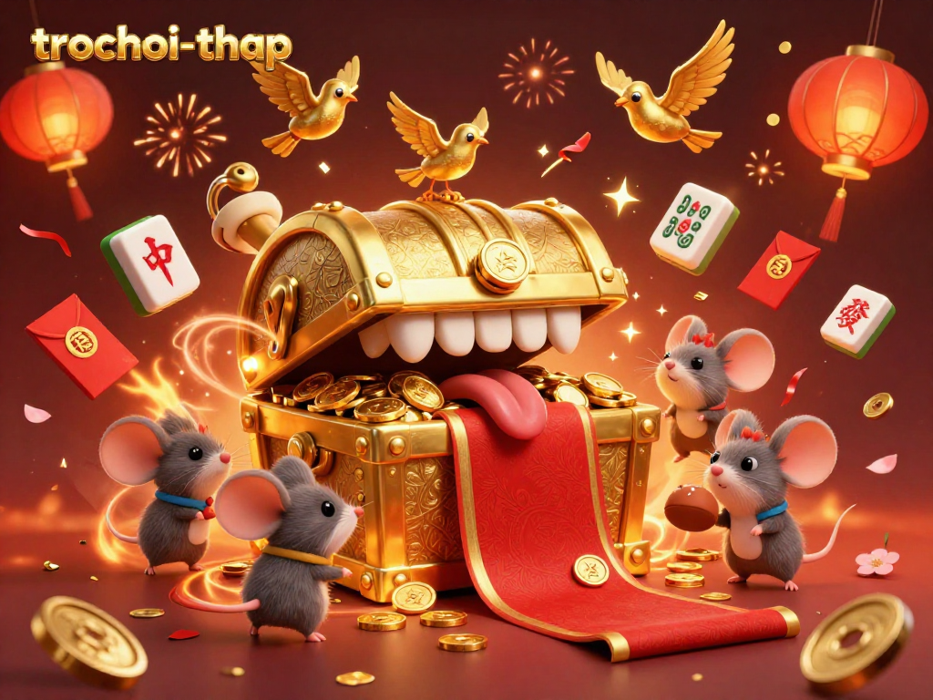 Play trochoi-thap in this vibrant 3D gaming scene with engaging characters and festive elements.