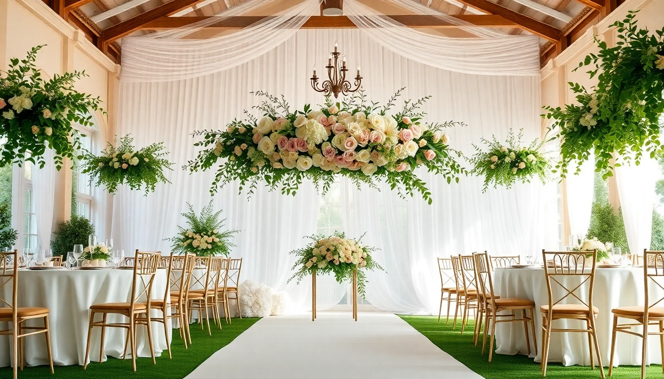 Stunning Wedding Event Space Jacksonville decorated for a romantic ceremony with floral arrangements.