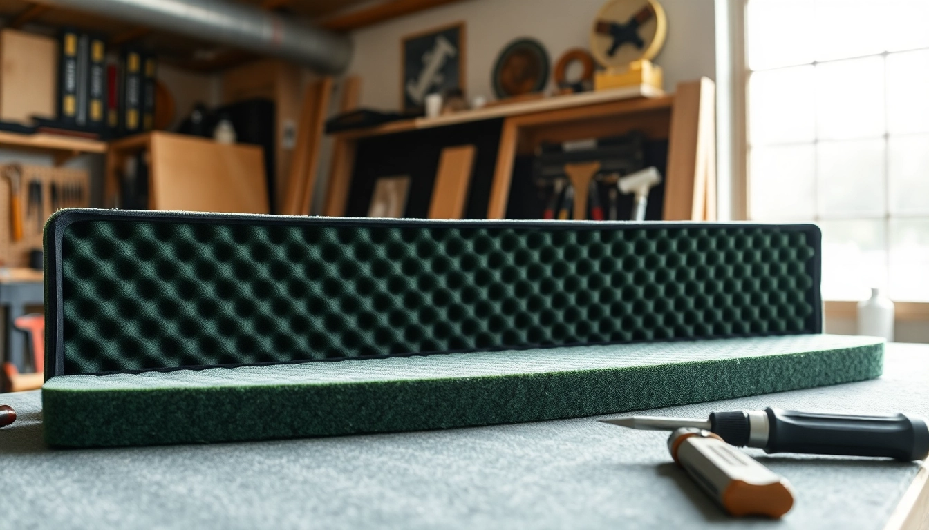 Foam for rifle case displayed in a workshop setting, highlighting texture and detail.