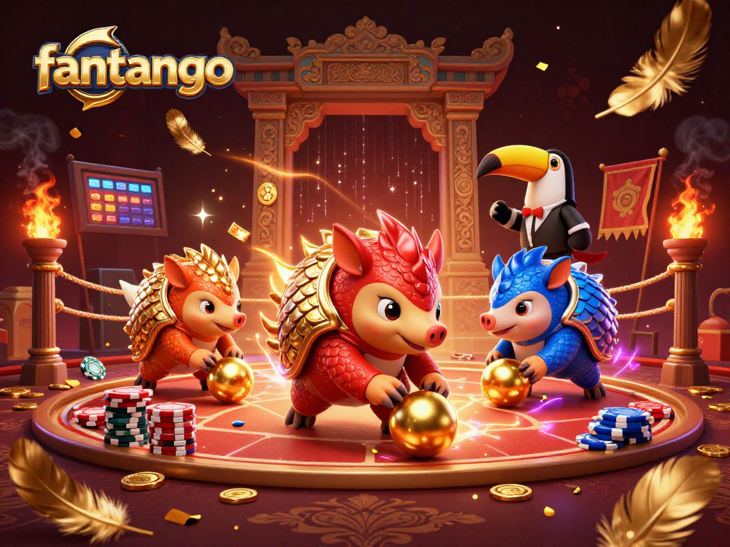 Experience the excitement of fantango with animated pangolins in a vibrant casino setting.