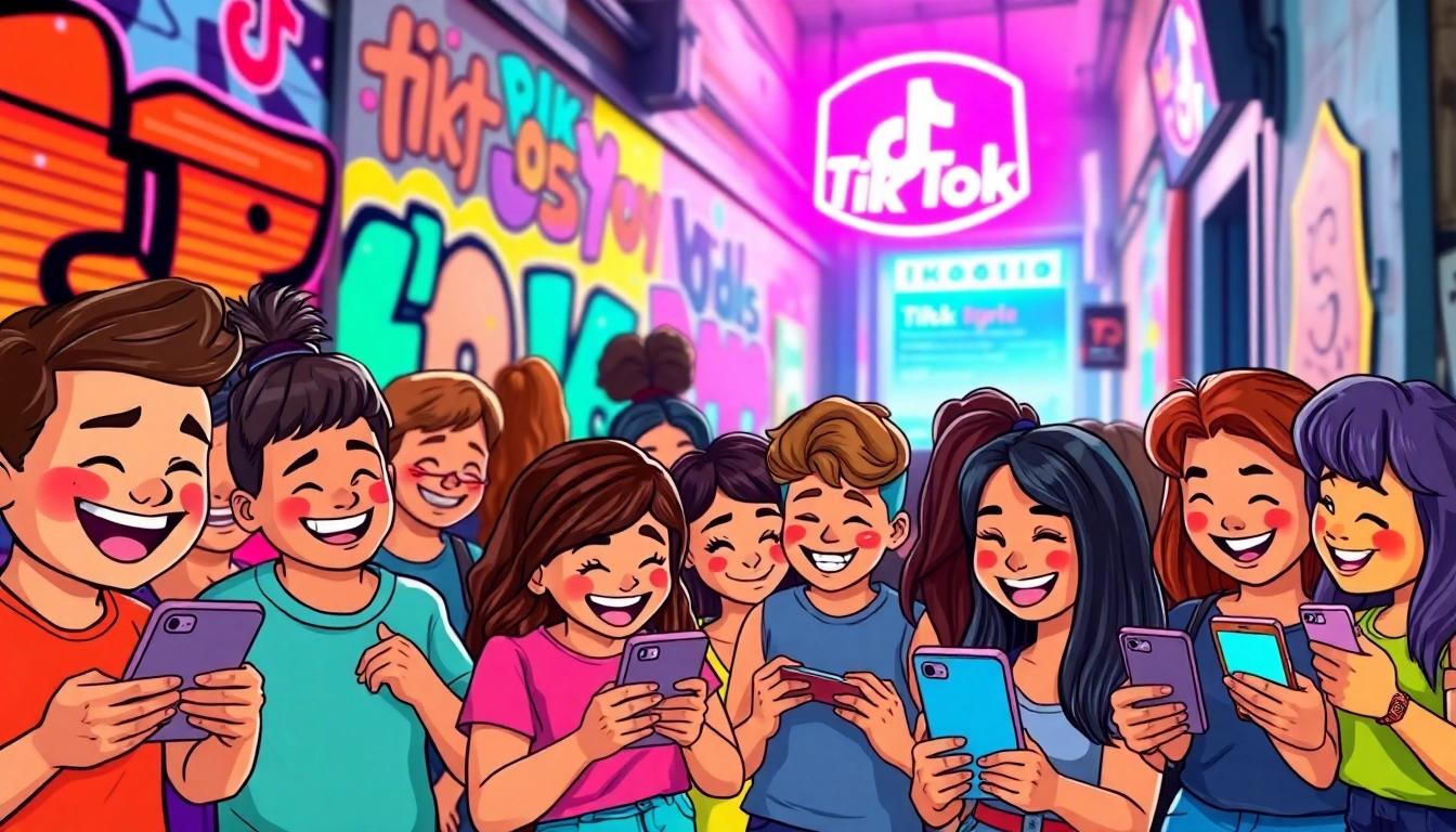 Engaging TikTok emojis showcase vibrant expressions in a lively urban scene.