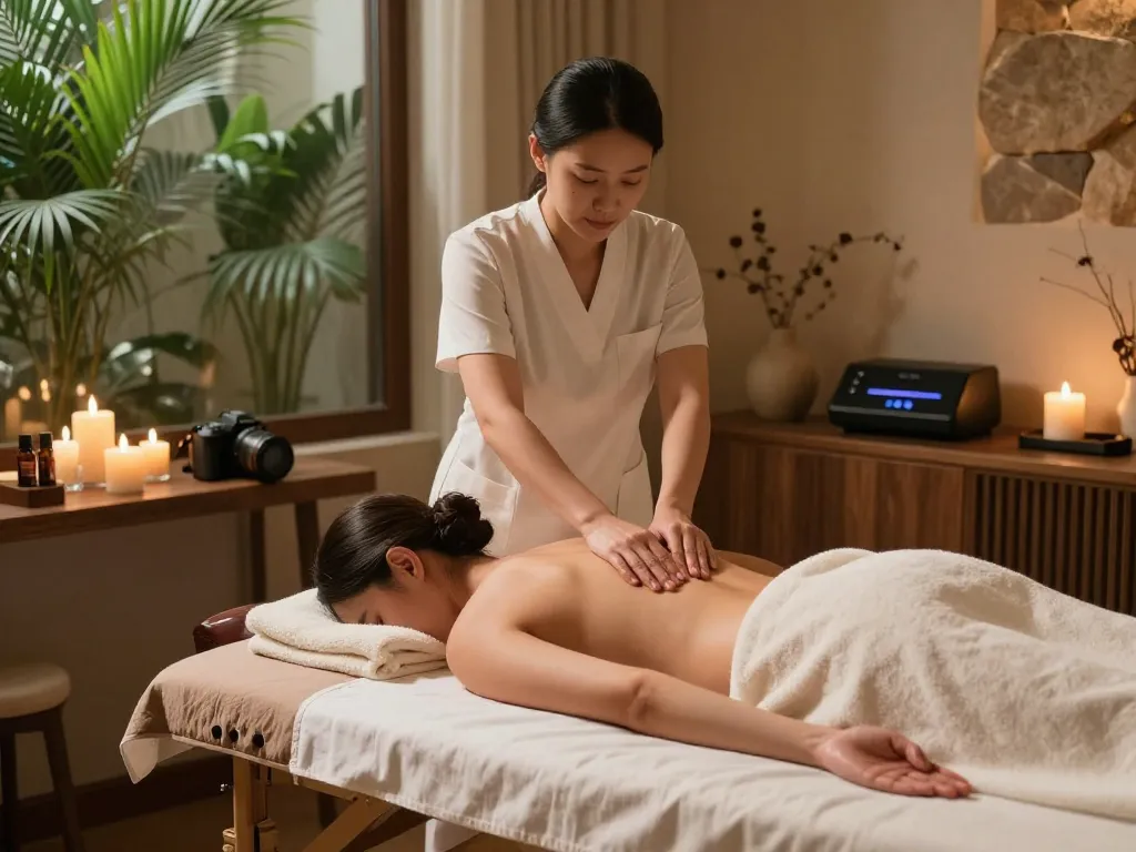 Discover relaxing 잠실스웨디시 massage in a tranquil spa setting with soft lighting and soothing decor.