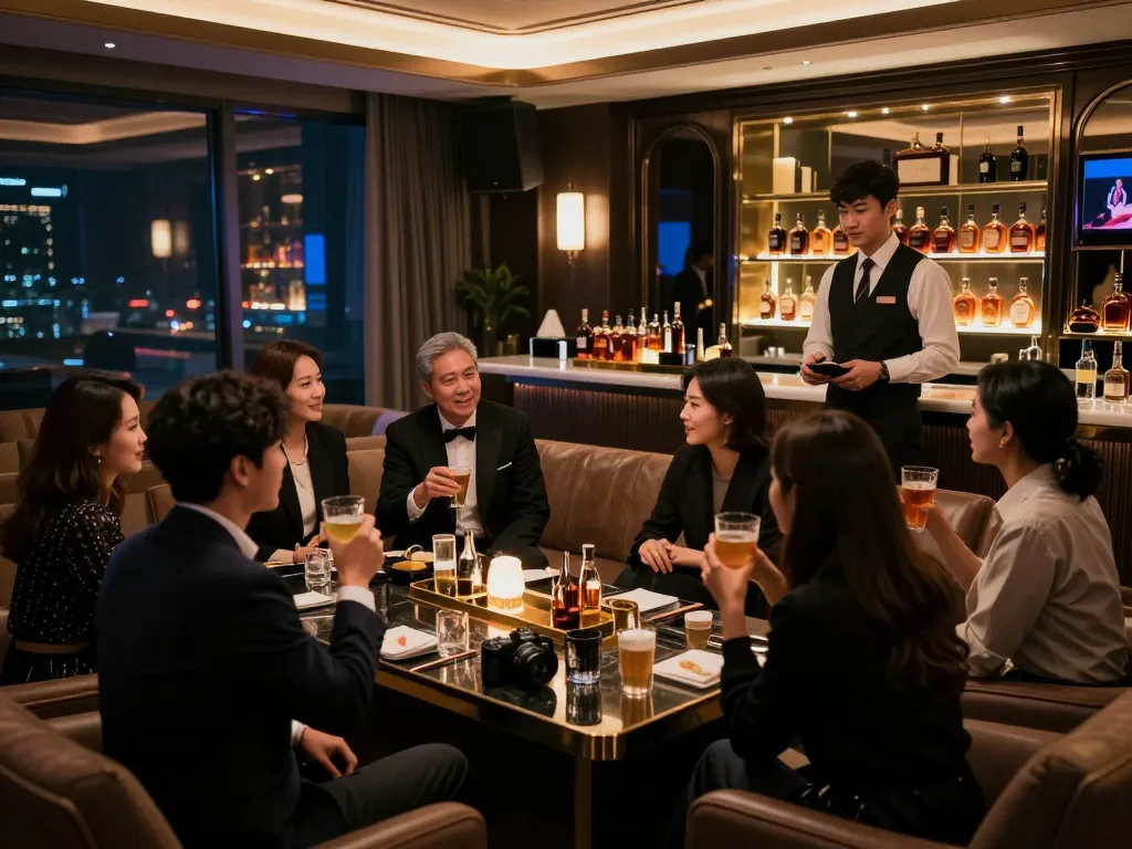 Experience luxurious atmosphere at 강남쩜오 karaoke lounge with elegant decor and attentive service.