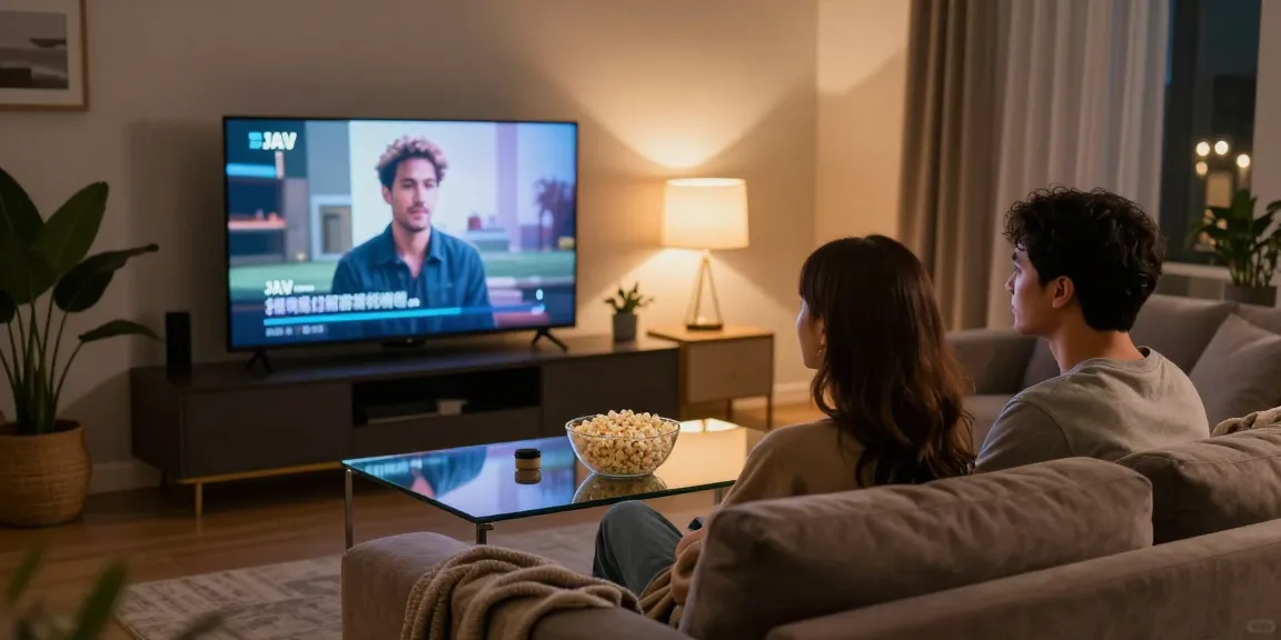 Couple enjoying exclusive ASIABF JAV content in a cozy lounge setting.