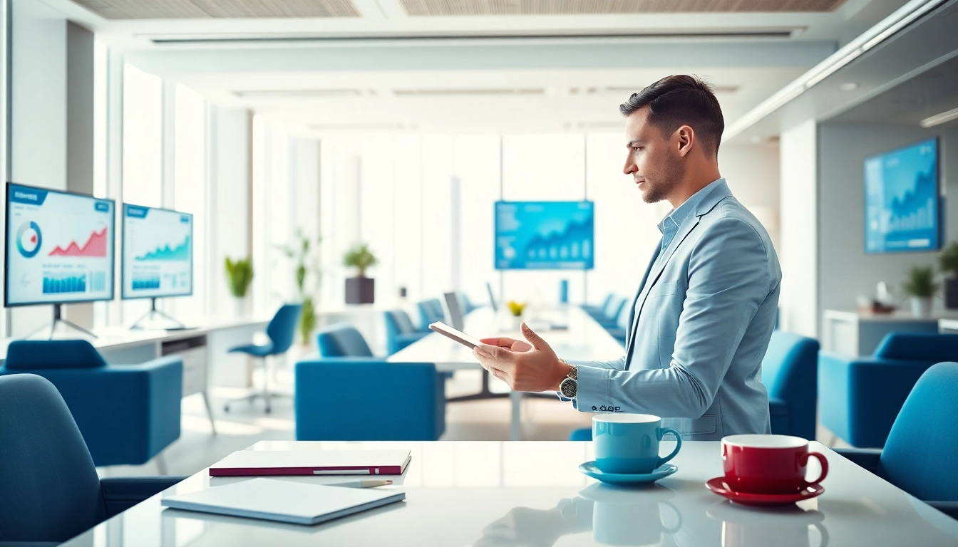 Utilizing an enterprise assistant platform in a modern office setting, enhancing productivity and collaboration.