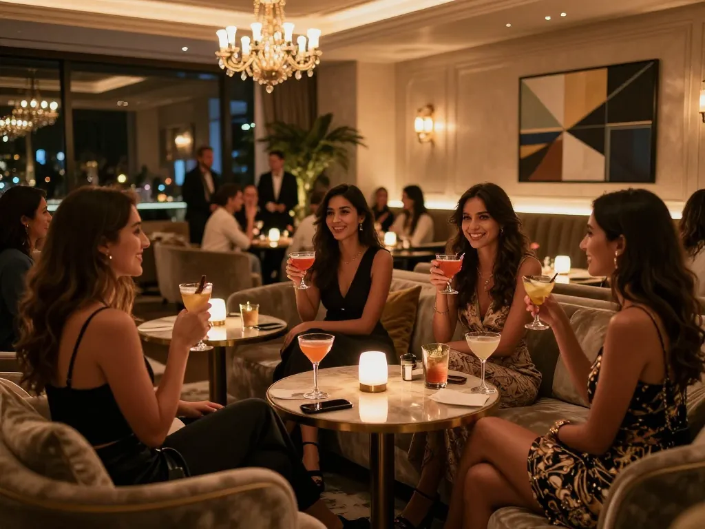 Experience 강남쩜오 in a luxurious private lounge with elegant decor and vibrant atmosphere