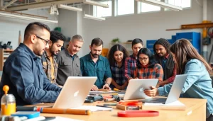 Collaborative learning at Trade School Knoxville TN with students and tools.