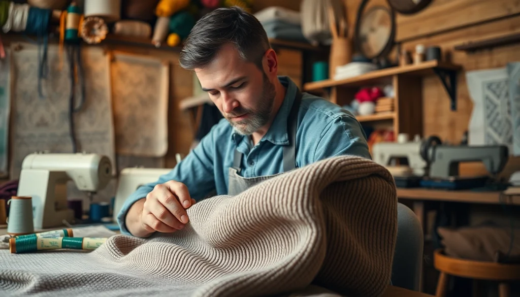 Artisan stitches ribcord stof showcasing its rich texture and vibrant colors.