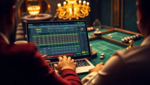 Players engaging in excitement while placing bets on 7upbet's platform with poker chips and betting slips.