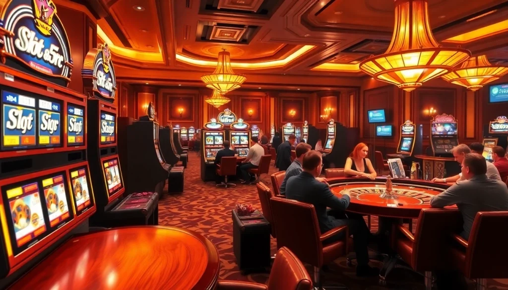 Nikmati permainan slot yang mendebarkan dengan visual promosi Slot Depo 5rb di kasino yang hidup.