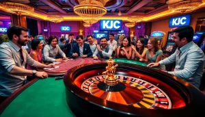 KJC players enjoying thrilling casino games at vibrant tables filled with excitement.