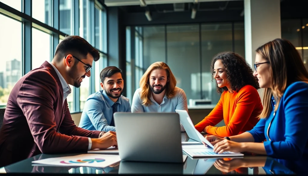 Enhancing Competitive intelligence for sales through team collaboration in a vibrant office.