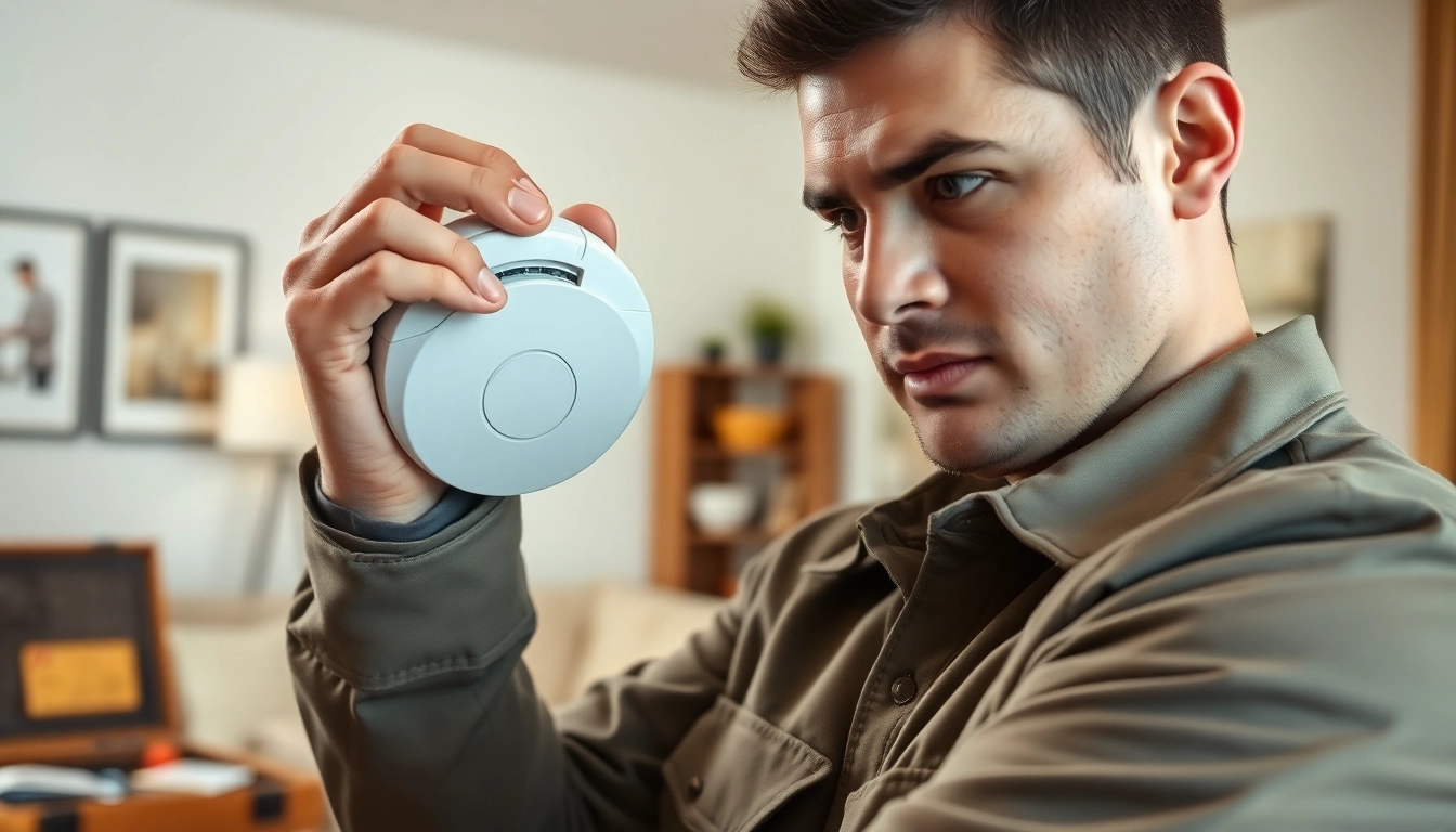 Install a smoke detector battery while ensuring home safety with a professional look.