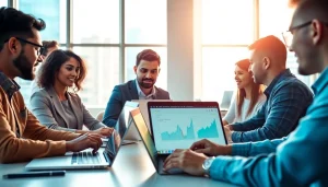 Find competitor pricing while team collaborates on market analysis in a bright office.