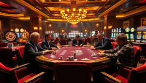 CM88 players engaged in a thrilling poker game at a luxurious casino.