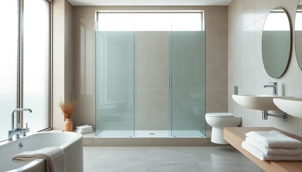 Stylish shower screen door creating a modern bathroom ambiance with sleek design.