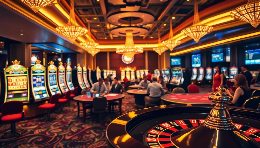 Vivez l'excitation du casino en ligne Français avec des scènes de jeu vibrantes mettant en avant le poker et la roulette.